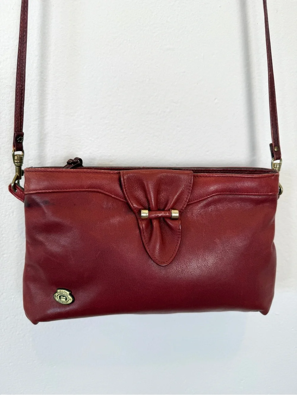 Vintage Etienne Aigner Burgundy Leather Crossbody Shoulder Bag Purse